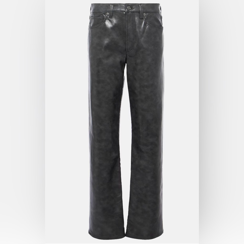 Agolde Sloan Mid-rise Leather straight leg pants